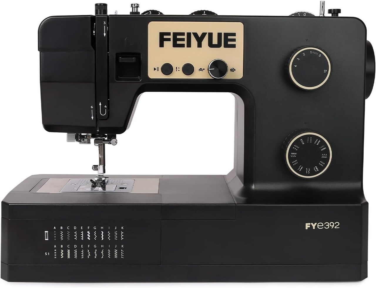 FEIYUE FYe392 Sewing Machine with Adjustable Speed, Heavy Duty & Portable, Multiple Needle Positions, 6 Bobbins & 5 Included Sewing Feet, Easy for Beginners